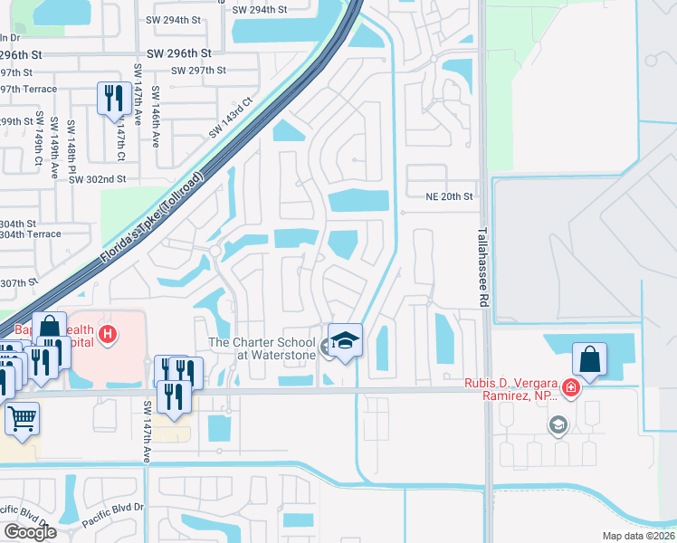 map of restaurants, bars, coffee shops, grocery stores, and more near 3920 Northeast 13th Drive in Homestead