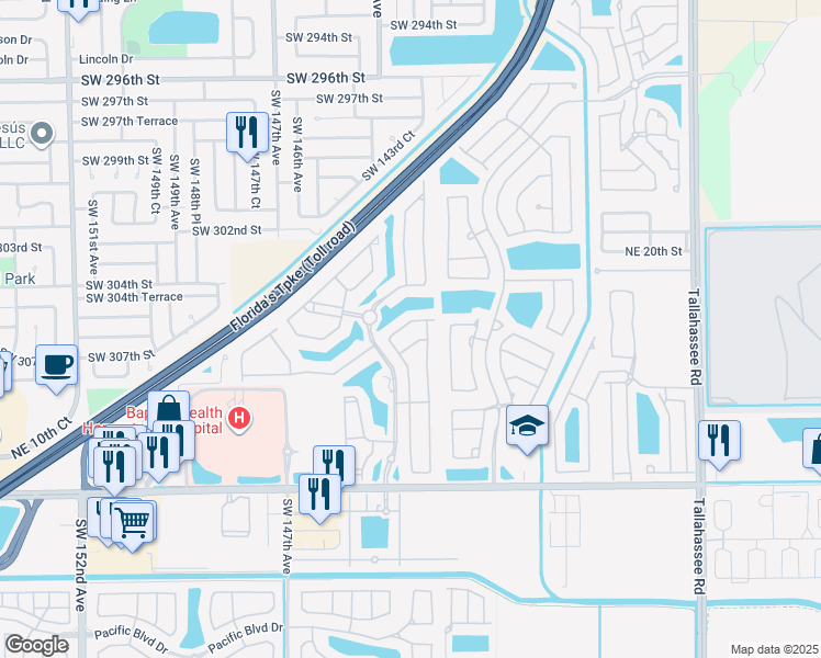 map of restaurants, bars, coffee shops, grocery stores, and more near 3560 Northeast 11th Drive in Homestead