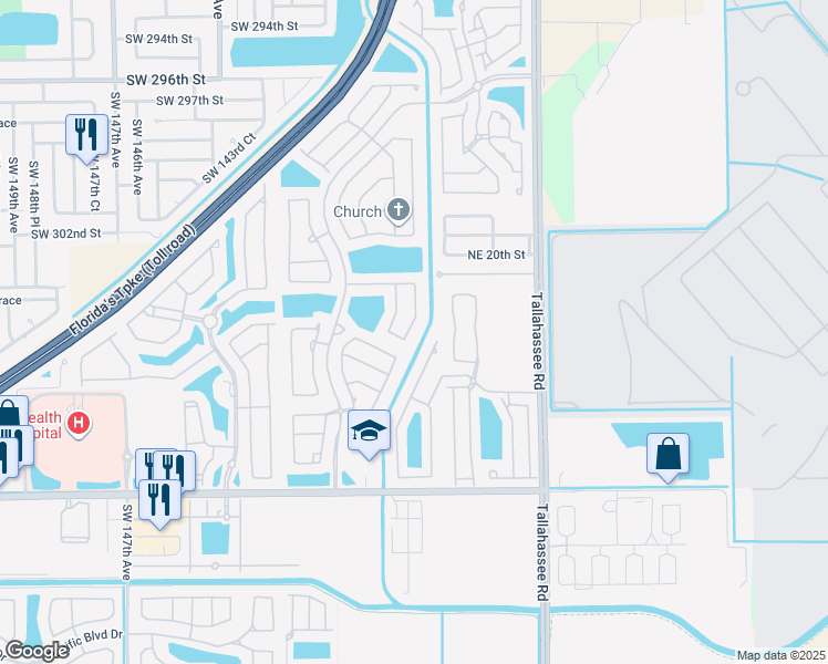 map of restaurants, bars, coffee shops, grocery stores, and more near 1423 Northeast 40th Road in Homestead