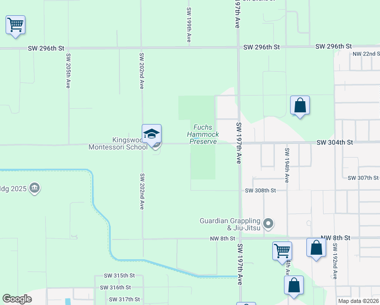 map of restaurants, bars, coffee shops, grocery stores, and more near 30699 Southwest 199th Avenue in Homestead