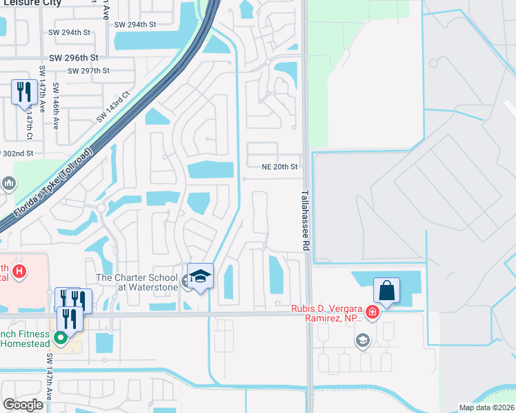 map of restaurants, bars, coffee shops, grocery stores, and more near 1300 Northeast 42nd Avenue in Homestead