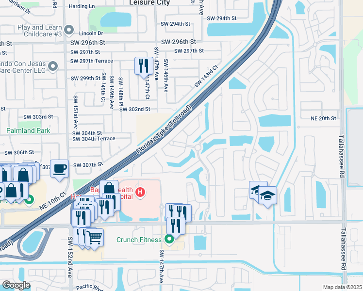 map of restaurants, bars, coffee shops, grocery stores, and more near 3355 Northeast 13th Circle Drive in Homestead