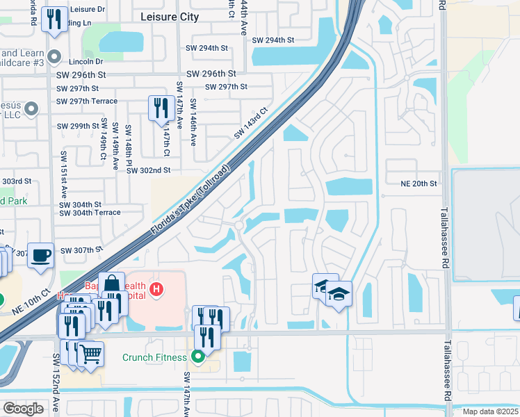 map of restaurants, bars, coffee shops, grocery stores, and more near 3481 Northeast 15th Drive in Homestead