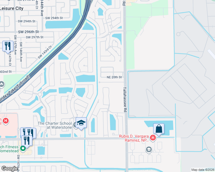map of restaurants, bars, coffee shops, grocery stores, and more near 4181 Northeast 14th Street in Homestead