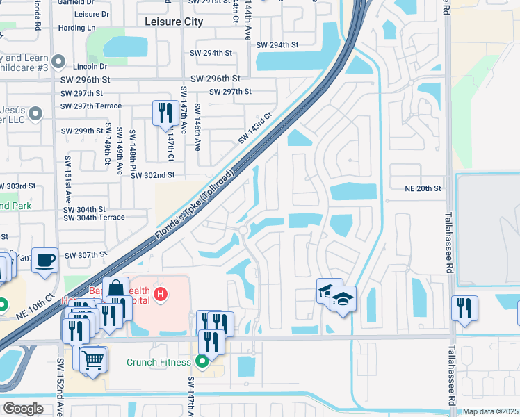 map of restaurants, bars, coffee shops, grocery stores, and more near 3481 Northeast 15th Drive in Homestead