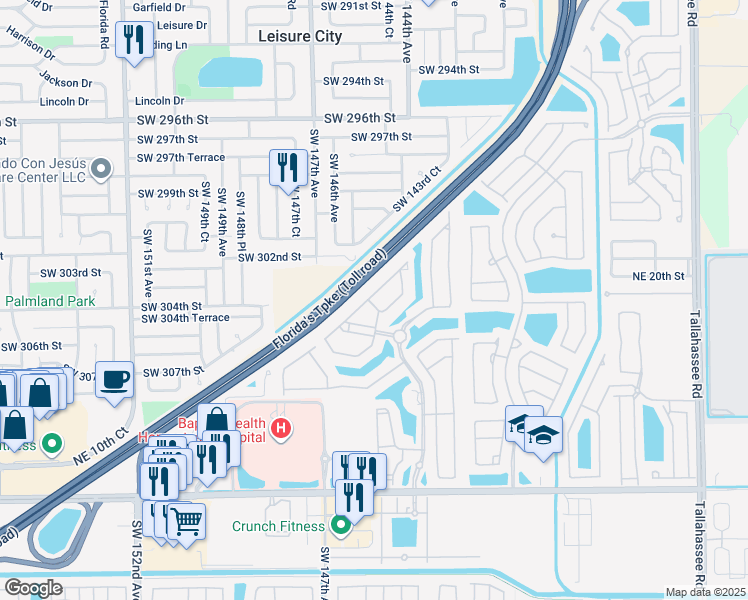 map of restaurants, bars, coffee shops, grocery stores, and more near 3365 Northeast 14th Drive in Homestead