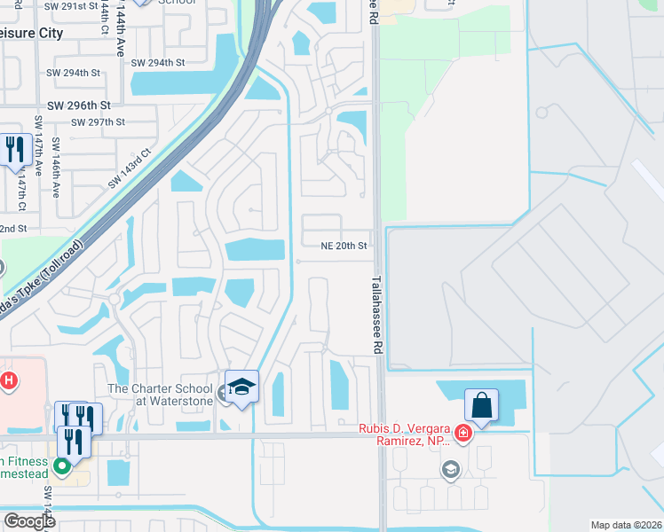 map of restaurants, bars, coffee shops, grocery stores, and more near 4181 Northeast 14th Street in Homestead