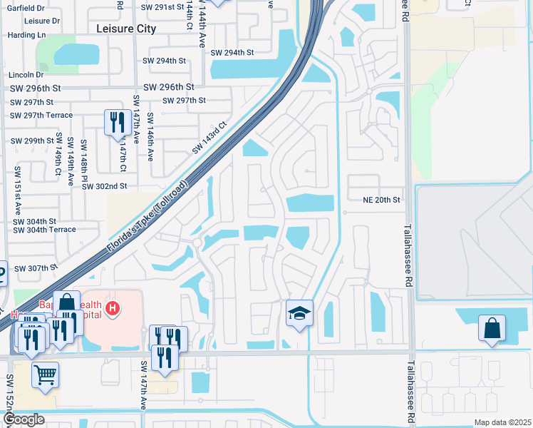 map of restaurants, bars, coffee shops, grocery stores, and more near 3753 Northeast 15th Street in Homestead