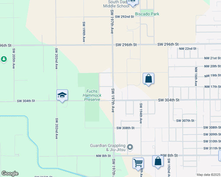 map of restaurants, bars, coffee shops, grocery stores, and more near 19755 Southwest 302nd Street in Homestead