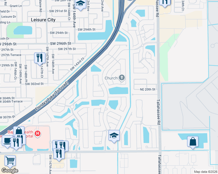 map of restaurants, bars, coffee shops, grocery stores, and more near 3802 Northeast 20th Street in Homestead