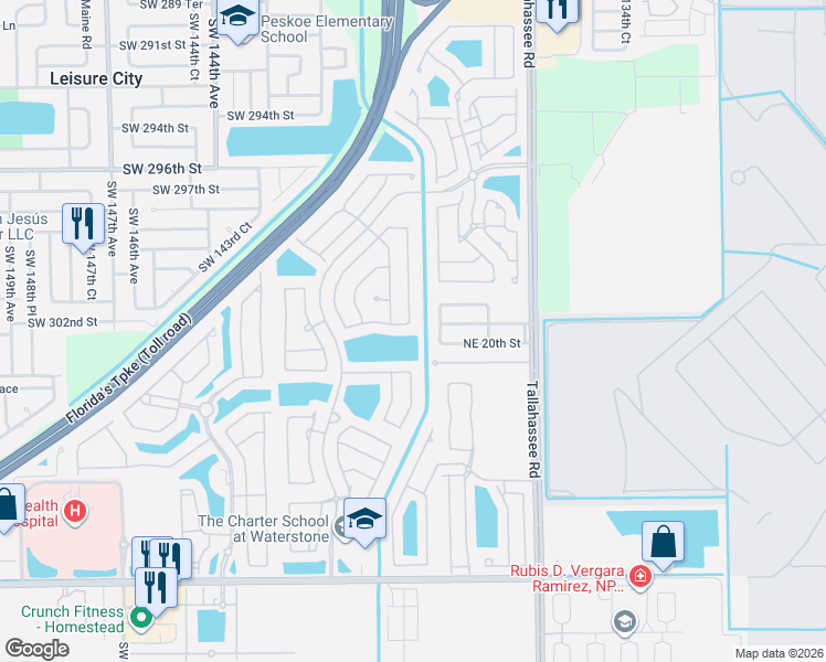 map of restaurants, bars, coffee shops, grocery stores, and more near 2001 Northeast 40th Road in Homestead