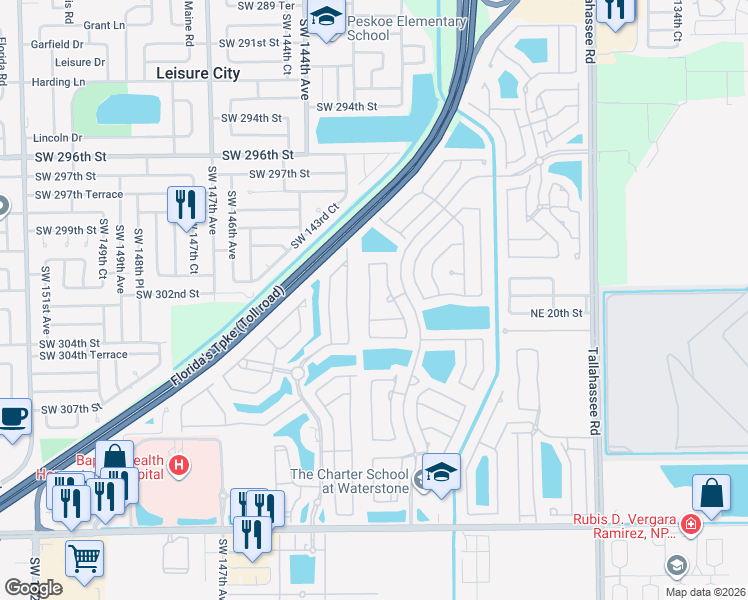 map of restaurants, bars, coffee shops, grocery stores, and more near 1700 Northeast 37th Place in Homestead