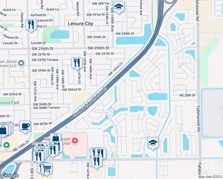map of restaurants, bars, coffee shops, grocery stores, and more near 1690 Northeast 33rd Avenue in Homestead