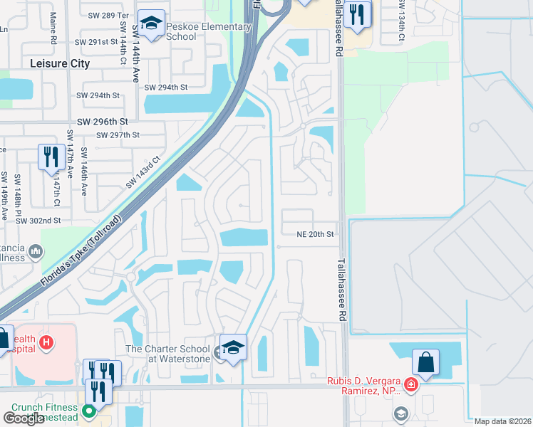 map of restaurants, bars, coffee shops, grocery stores, and more near 2001 Northeast 40th Road in Homestead