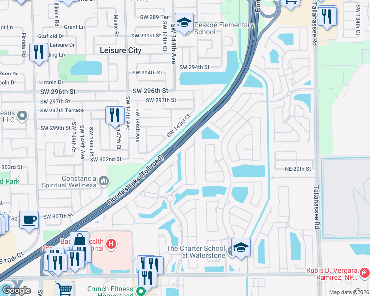 map of restaurants, bars, coffee shops, grocery stores, and more near 1980 Northeast 35th Avenue in Homestead