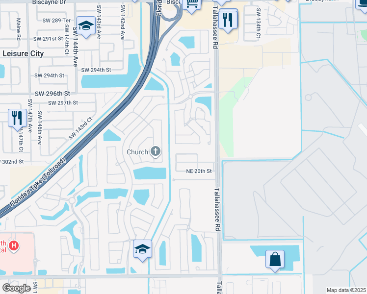 map of restaurants, bars, coffee shops, grocery stores, and more near 4112 Northeast 22nd Street in Homestead