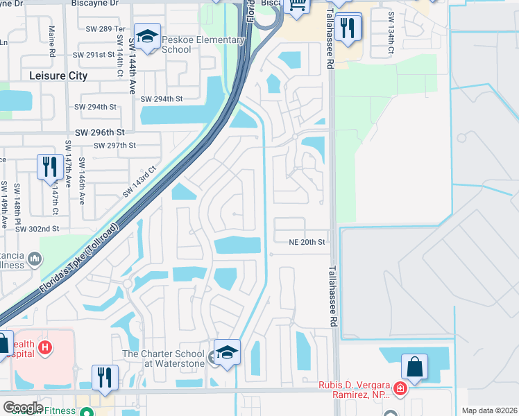 map of restaurants, bars, coffee shops, grocery stores, and more near 2202 Northeast 41st Avenue in Homestead