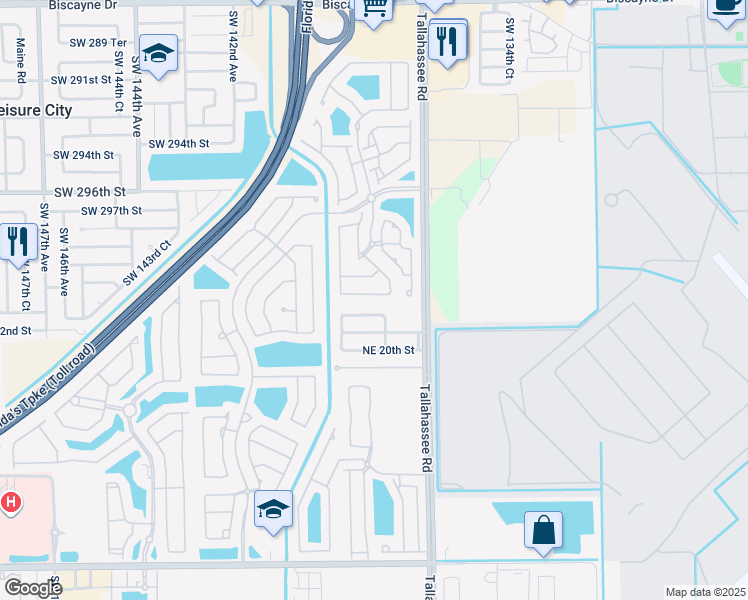 map of restaurants, bars, coffee shops, grocery stores, and more near 4116 Northeast 22nd Street in Homestead