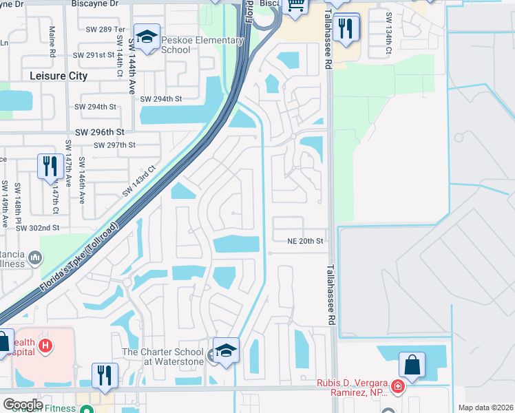 map of restaurants, bars, coffee shops, grocery stores, and more near 2202 Northeast 41st Avenue in Homestead