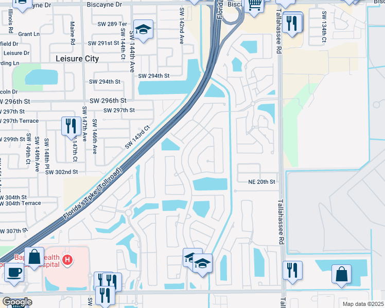 map of restaurants, bars, coffee shops, grocery stores, and more near 2107 Northeast 38th Road in Homestead