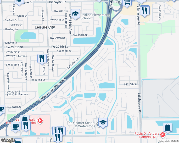 map of restaurants, bars, coffee shops, grocery stores, and more near 1873 Northeast 37th Place in Homestead
