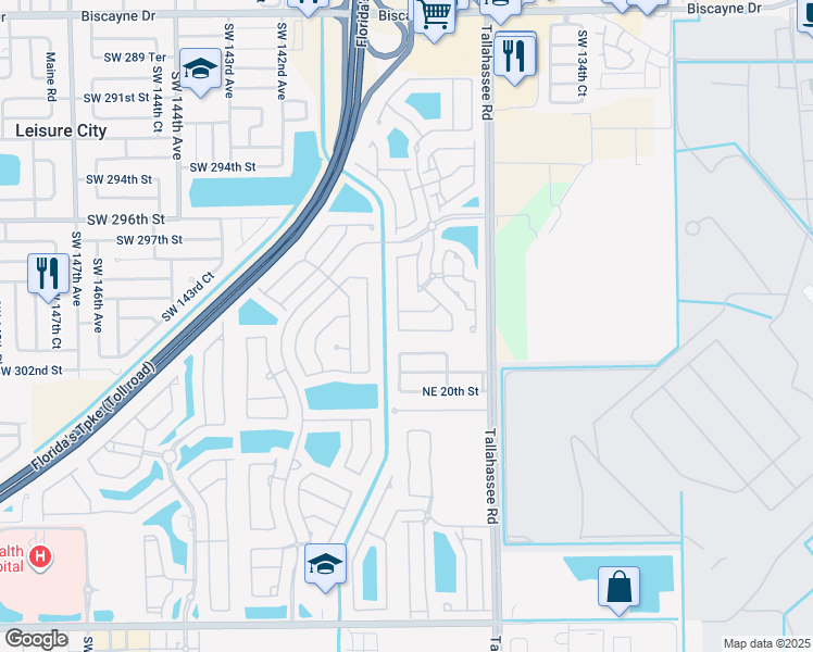 map of restaurants, bars, coffee shops, grocery stores, and more near 4116 Northeast 22nd Street in Homestead