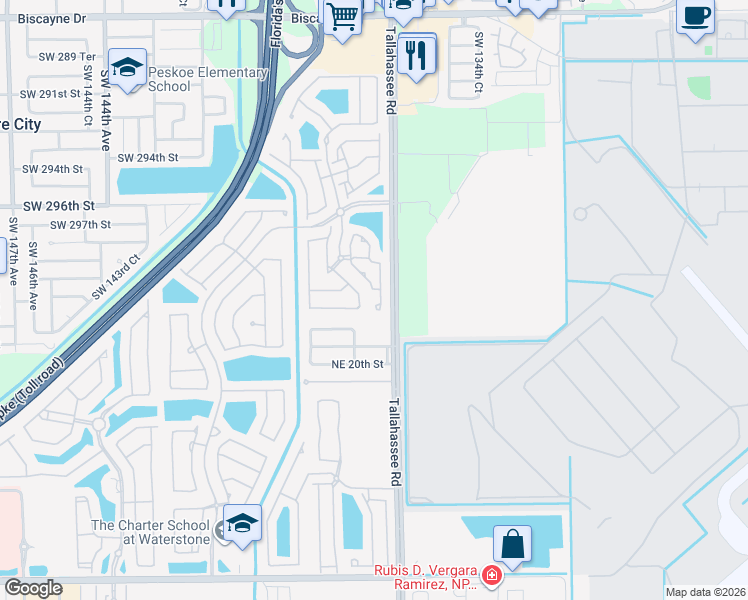 map of restaurants, bars, coffee shops, grocery stores, and more near 4132 Northeast 22nd Street in Homestead