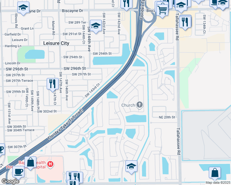 map of restaurants, bars, coffee shops, grocery stores, and more near 2101 Northeast 37th Terrace in Homestead