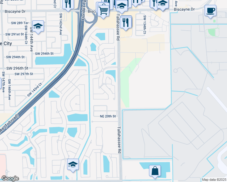 map of restaurants, bars, coffee shops, grocery stores, and more near 2270 Northeast 42nd Avenue in Homestead