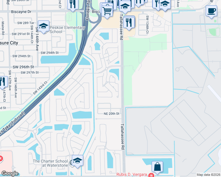 map of restaurants, bars, coffee shops, grocery stores, and more near 2267 Northeast 42nd Circle in Homestead