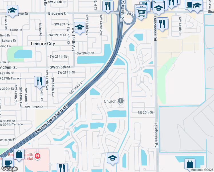 map of restaurants, bars, coffee shops, grocery stores, and more near 2221 Northeast 37th Road in Homestead
