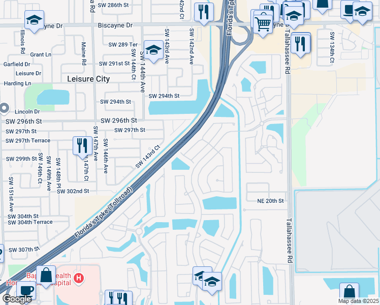 map of restaurants, bars, coffee shops, grocery stores, and more near 2101 Northeast 37th Terrace in Homestead