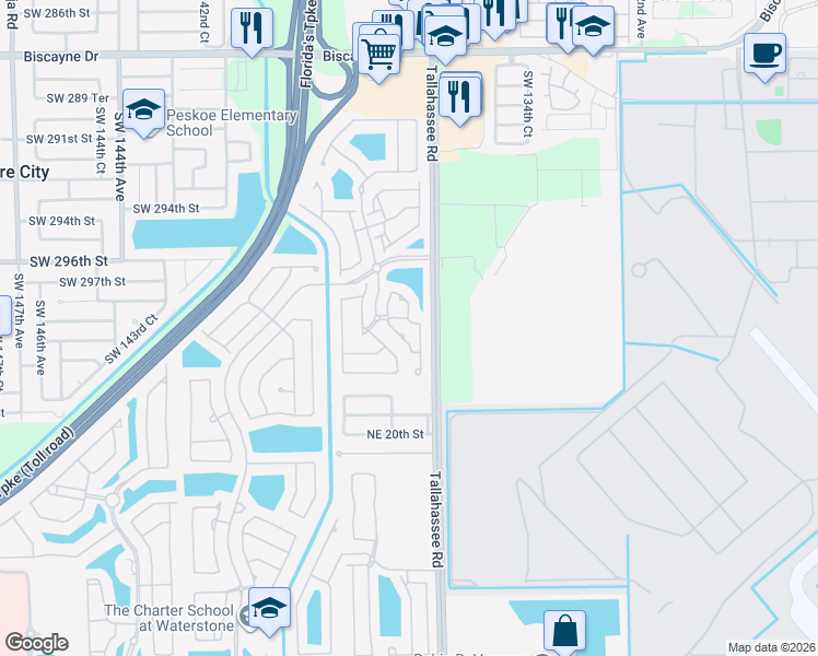 map of restaurants, bars, coffee shops, grocery stores, and more near 2267 Northeast 42nd Circle in Homestead