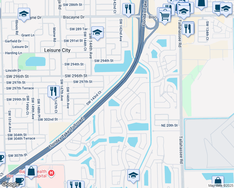 map of restaurants, bars, coffee shops, grocery stores, and more near 2130 Northeast 37th Terrace in Homestead