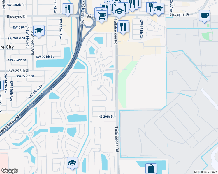 map of restaurants, bars, coffee shops, grocery stores, and more near 4216 Northeast 22nd Drive in Homestead