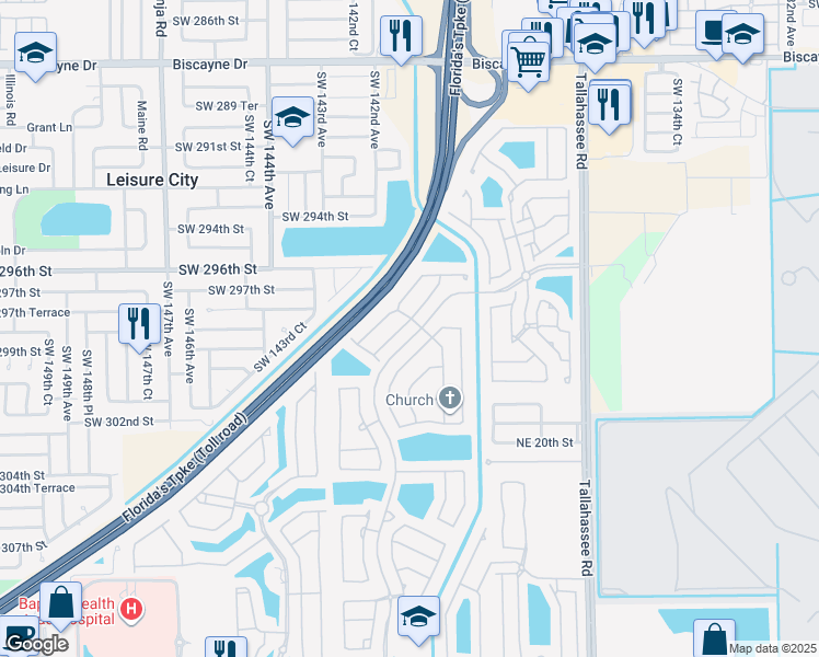 map of restaurants, bars, coffee shops, grocery stores, and more near 2221 Northeast 37th Road in Homestead