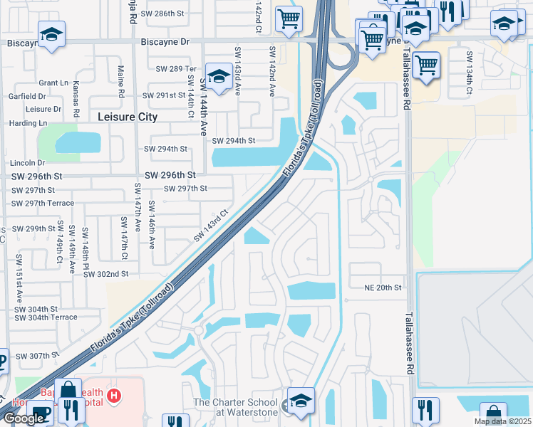 map of restaurants, bars, coffee shops, grocery stores, and more near 2150 Northeast 37th Terrace in Homestead