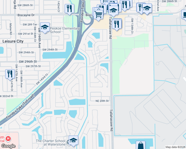 map of restaurants, bars, coffee shops, grocery stores, and more near 2224 Portofino Avenue in Homestead