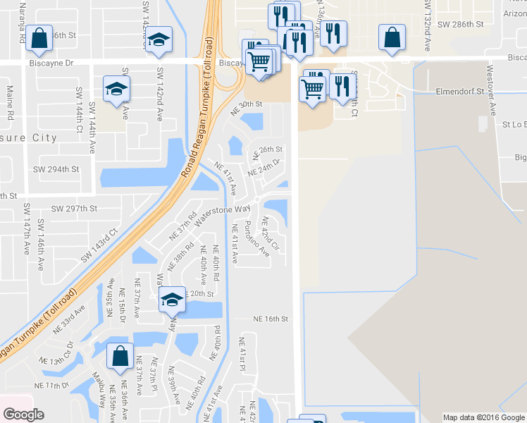 map of restaurants, bars, coffee shops, grocery stores, and more near 2345 Northeast 42nd Circle in Homestead