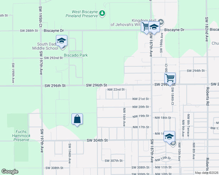 map of restaurants, bars, coffee shops, grocery stores, and more near 2197 Northwest 17th Avenue in Homestead