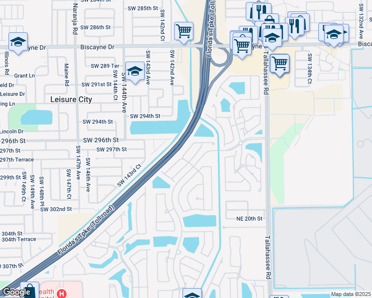 map of restaurants, bars, coffee shops, grocery stores, and more near 2307 Northeast 37th Terrace in Homestead