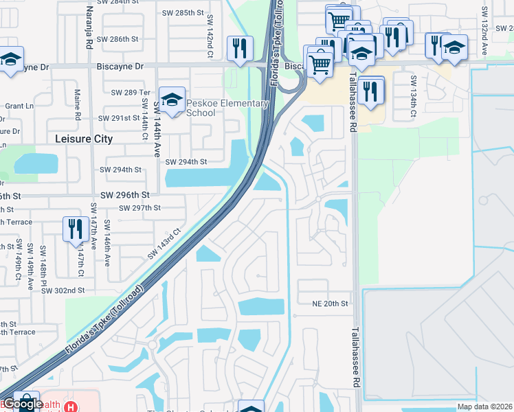 map of restaurants, bars, coffee shops, grocery stores, and more near 2317 Northeast 37th Road in Homestead