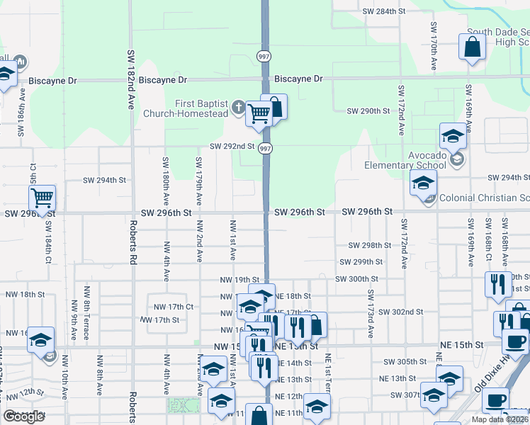 map of restaurants, bars, coffee shops, grocery stores, and more near in Miami-Dade County