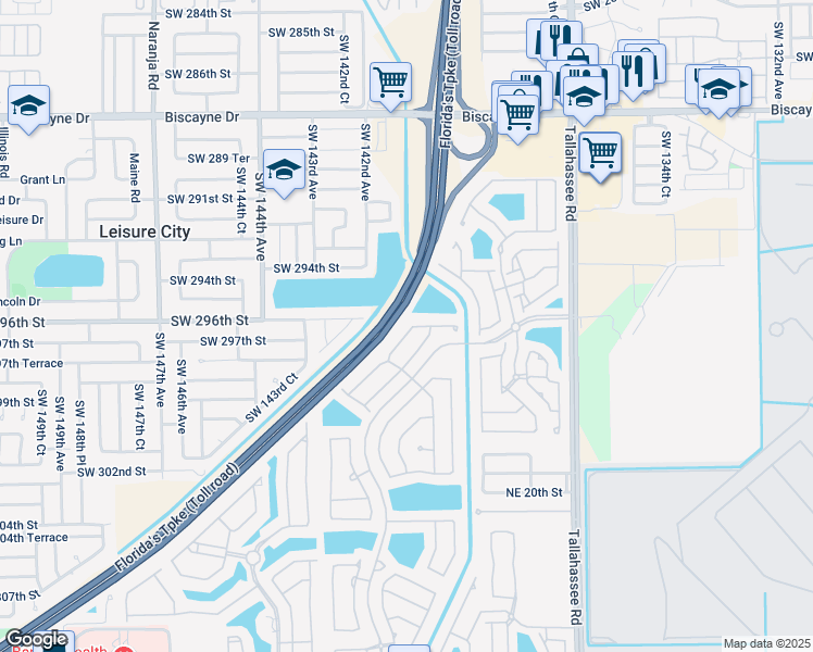 map of restaurants, bars, coffee shops, grocery stores, and more near 2328 Northeast 37th Terrace in Homestead