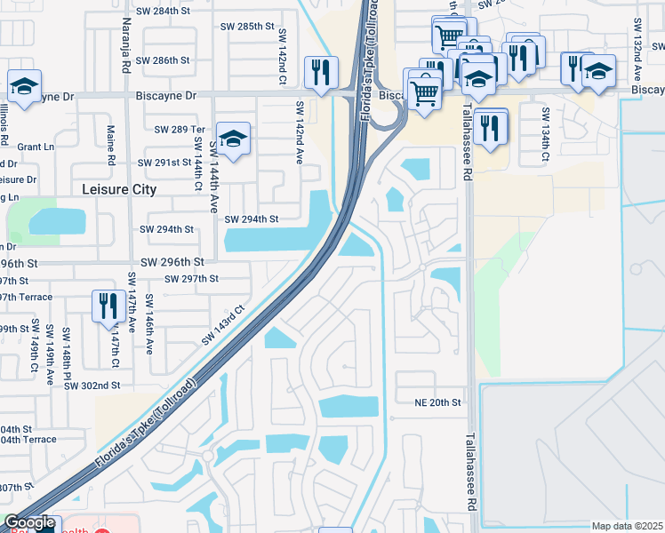 map of restaurants, bars, coffee shops, grocery stores, and more near 2328 Northeast 37th Terrace in Homestead