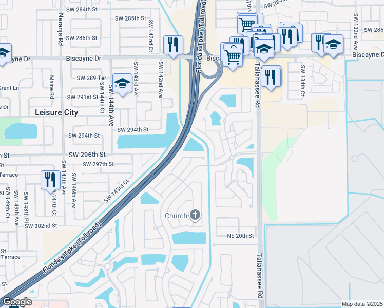map of restaurants, bars, coffee shops, grocery stores, and more near 3721 Northeast 23rd Court in Homestead