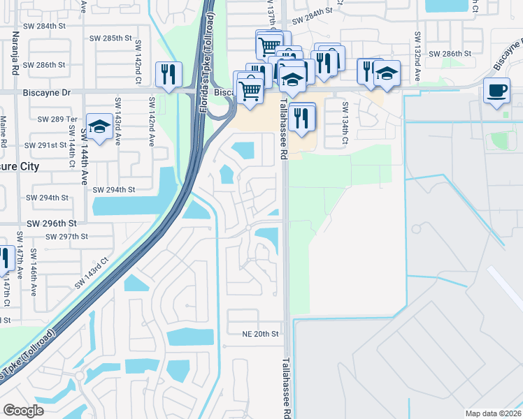 map of restaurants, bars, coffee shops, grocery stores, and more near 4112 Northeast 24th Street in Homestead