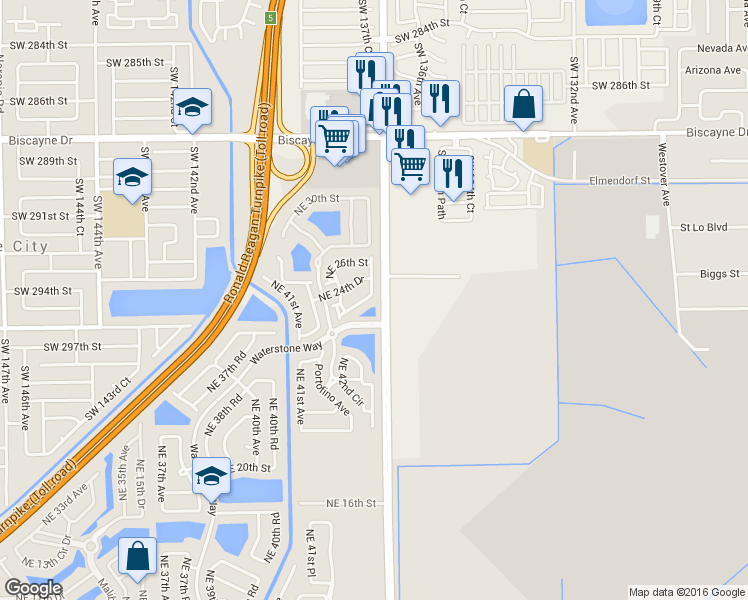 map of restaurants, bars, coffee shops, grocery stores, and more near 4118 Northeast 24th Drive in Homestead