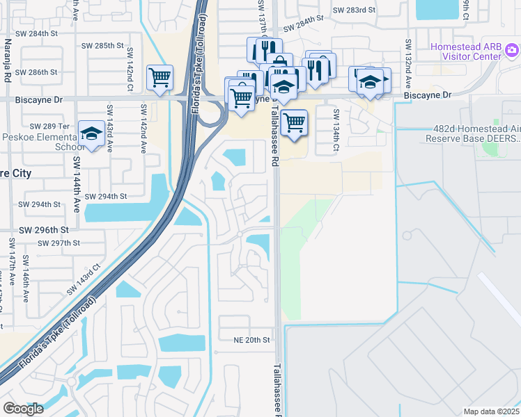 map of restaurants, bars, coffee shops, grocery stores, and more near 4118 Northeast 24th Drive in Homestead