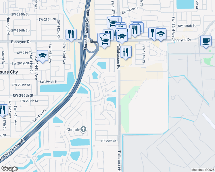 map of restaurants, bars, coffee shops, grocery stores, and more near 4118 Northeast 24th Drive in Homestead